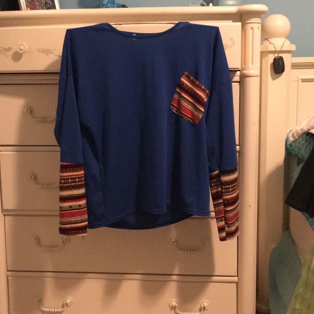 Blue long sleeved shirt